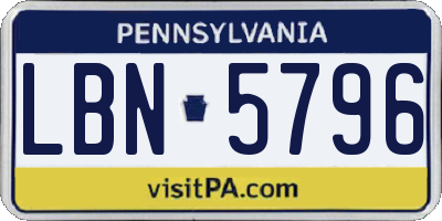 PA license plate LBN5796