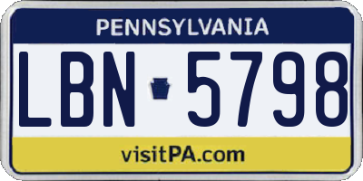PA license plate LBN5798