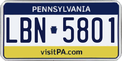 PA license plate LBN5801