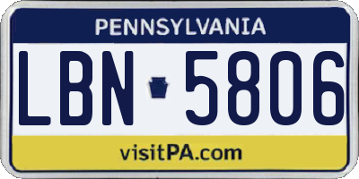 PA license plate LBN5806
