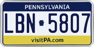PA license plate LBN5807