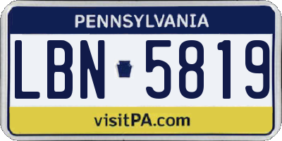 PA license plate LBN5819