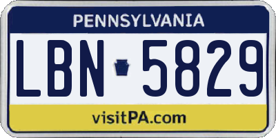 PA license plate LBN5829