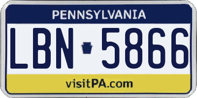 PA license plate LBN5866