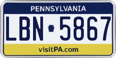PA license plate LBN5867