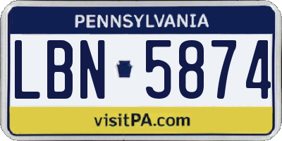 PA license plate LBN5874