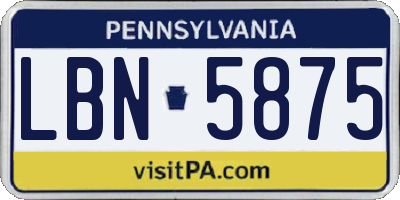 PA license plate LBN5875