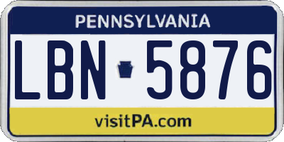 PA license plate LBN5876