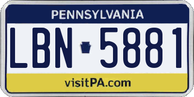 PA license plate LBN5881