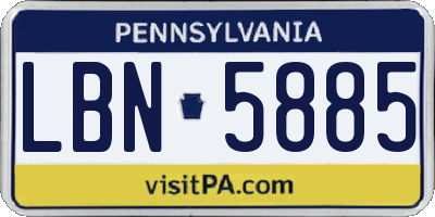 PA license plate LBN5885