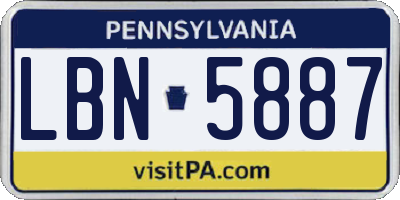 PA license plate LBN5887