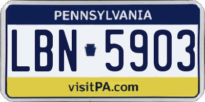 PA license plate LBN5903
