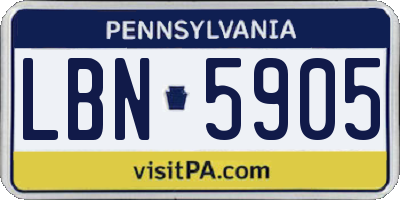 PA license plate LBN5905