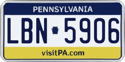 PA license plate LBN5906