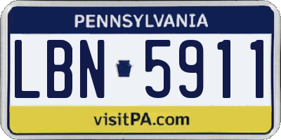 PA license plate LBN5911