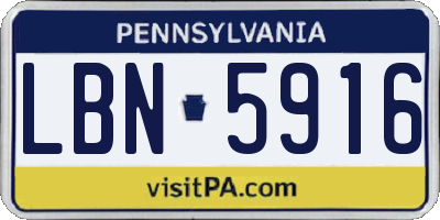 PA license plate LBN5916
