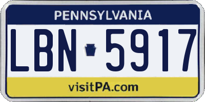 PA license plate LBN5917