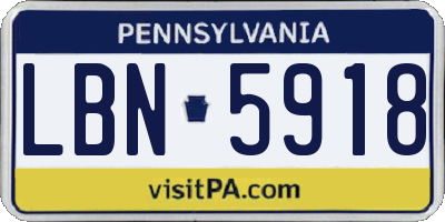 PA license plate LBN5918