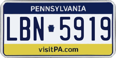 PA license plate LBN5919