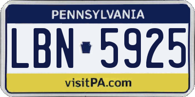 PA license plate LBN5925