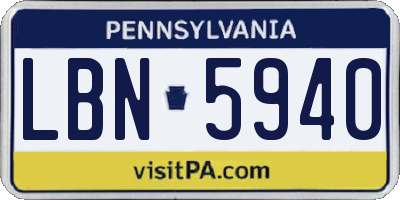 PA license plate LBN5940