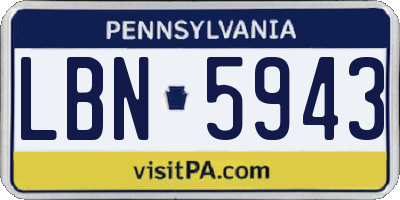 PA license plate LBN5943