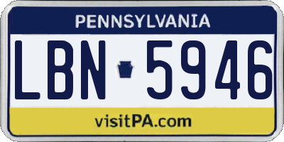 PA license plate LBN5946