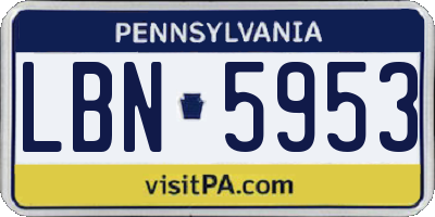 PA license plate LBN5953