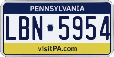 PA license plate LBN5954
