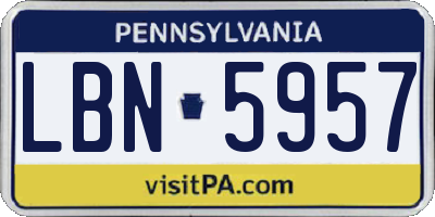 PA license plate LBN5957