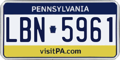 PA license plate LBN5961