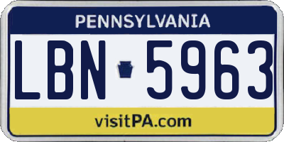 PA license plate LBN5963