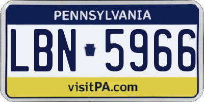 PA license plate LBN5966