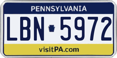 PA license plate LBN5972