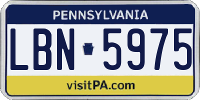 PA license plate LBN5975