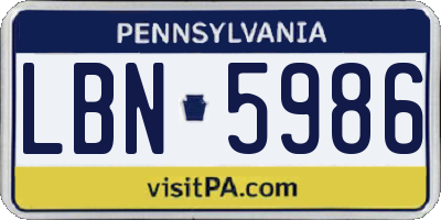 PA license plate LBN5986