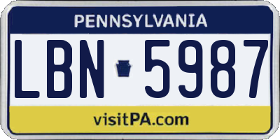 PA license plate LBN5987