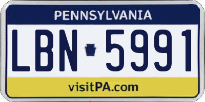 PA license plate LBN5991