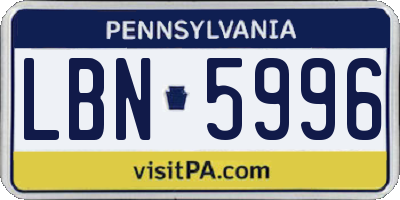 PA license plate LBN5996