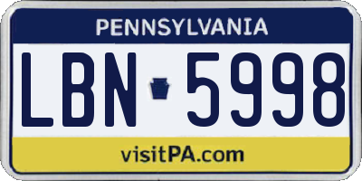 PA license plate LBN5998