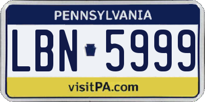 PA license plate LBN5999