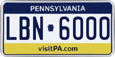 PA license plate LBN6000