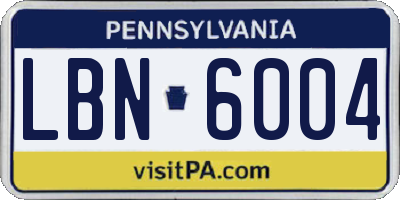 PA license plate LBN6004