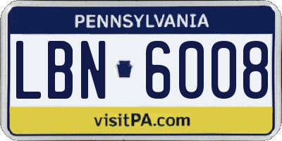 PA license plate LBN6008