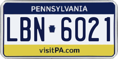 PA license plate LBN6021