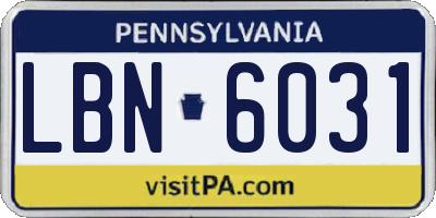 PA license plate LBN6031