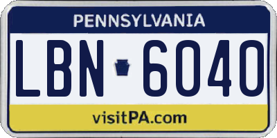 PA license plate LBN6040