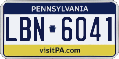 PA license plate LBN6041