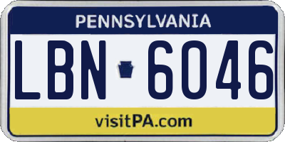 PA license plate LBN6046