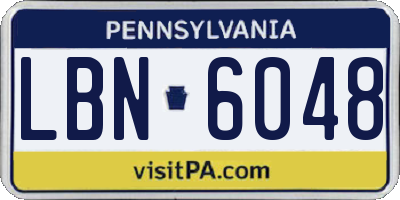 PA license plate LBN6048